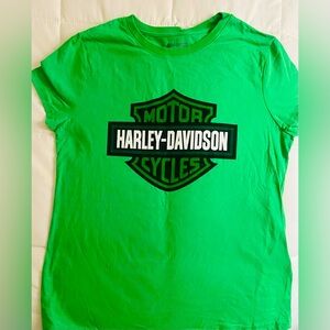 Harley Davidson T-Shirt Women’s Large L Green Graphic Logo Casual Motorcycle New